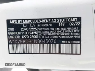 2022 Mercedes-Benz E-Class E 350 with VIN W1KZF8DB1NB045076, listed as a IAAI auction lot 41949535 with 32,063 mi miles. Bid and sale history available at carsss.com. Image 9.
