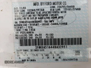 2004 Ford Freestar SE z VIN 2FMDA51644BA32951, wystawiony jako Copart lot #54115905 z przebiegiem 90 629 mil mil oraz Szkoda całkowita • Salvage title. Historia ofert i sprzedaży dostępna na DreamBid. Obrazek 13.