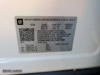 2020 Chevrolet Equinox Premier with VIN 3GNAXNEV5LS627198, listed as a Copart auction lot 42784965 with 33,879 mi miles and Salvage Title. Bid and sale history available at carsss.com. Image 13.