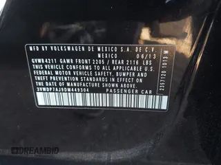 2013 Volkswagen Jetta SE with VIN 3VWDP7AJ9DM449304, listed as a IAAI auction lot 41677422 with 133,897 mi miles and . Bid and sale history available at DreamBid. Image 9.