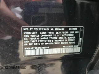 2022 Volkswagen Arteon SEL R-Line z VIN WVWAR7AN4NE010909, wystawiony jako Copart lot #58352354 z przebiegiem 17 095 mil mil oraz Nie do naprawy • Non repairable. Historia ofert i sprzedaży dostępna na DreamBid. Obrazek 12.