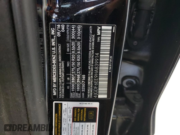 2017 Mercedes-Benz GLS 450 with VIN 4JGDF6EE9HA839914, listed as a Copart auction lot 47168044 with 99,180 mi miles and . Bid and sale history available at DreamBid. Image 15.
