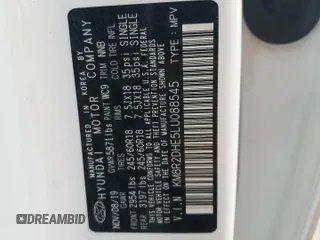 2020 Hyundai Palisade SEL with VIN KM8R2DHE5LU088545, listed as a Copart auction lot 60095485 with 55,331 mi miles and Salvage title. Bid and sale history available at DreamBid. Image 14.