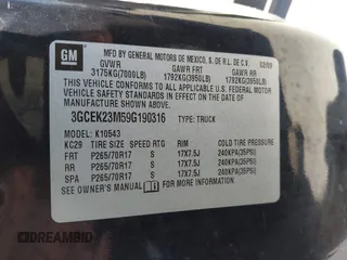 2009 Chevrolet Silverado 1500 LT with VIN 3GCEK23M59G190316, listed as a IAAI auction lot 42087025 with 175,998 mi miles and . Bid and sale history available at DreamBid. Image 9.