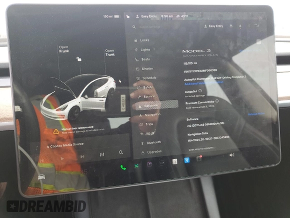 2021 Tesla Model 3 Standard Range Plus with VIN 5YJ3E1EA1MF066389, listed as a Copart auction lot 48053925 with 119,105 mi miles and Salvage Title. Bid and sale history available at carsss.com. Image 9.
