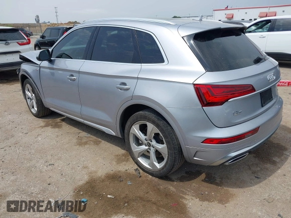 2022 Audi Q5 S line Premium Plus with VIN WA1EAAFY2N2081546, listed as a IAAI auction lot 42255043 with 33,371 mi miles and . Bid and sale history available at DreamBid. Image 3.