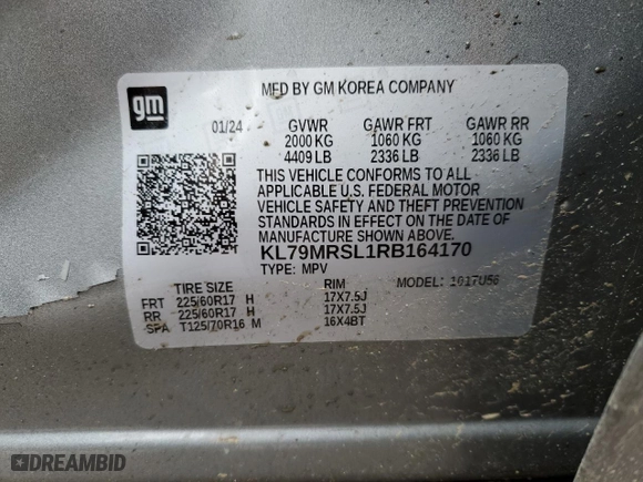 2024 Chevrolet TrailBlazer LT with VIN KL79MRSL1RB164170, listed as a Copart auction lot 46536935 with 6,178 mi miles and Salvage Title. Bid and sale history available at carsss.com. Image 15.