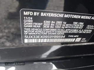 2025 BMW X6 xDrive40i with VIN 5UX33EX09S9Y89594, listed as a IAAI auction lot 42072438 with 460 mi miles and . Bid and sale history available at DreamBid. Image 9.