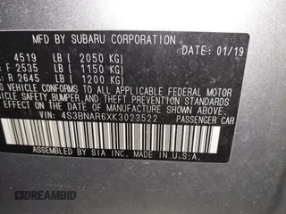2019 Subaru Legacy Special Sports z VIN 4S3BNAR6XK3023522, wystawiony jako IAAI lot #41235952 z przebiegiem 172 673 mil mil oraz . Historia ofert i sprzedaży dostępna na DreamBid. Obrazek 9.