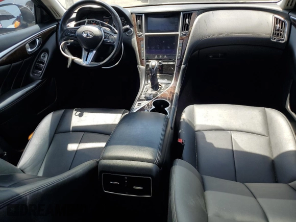 2018 Infiniti Q50 Luxe with VIN JN1EV7APXJM350096, listed as a Copart auction lot 59754334 with 46,798 mi miles and Salvage title. Bid and sale history available at DreamBid. Image 8.