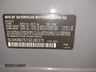 2016 BMW X5 xDrive50i with VIN 5UXKR6C57G0J80370, listed as a IAAI auction lot 42040278 with 99,071 mi miles. Bid and sale history available at carsss.com. Image 9.