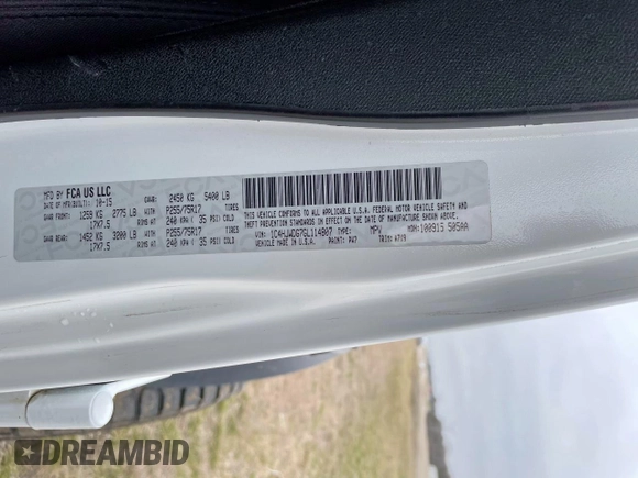 2016 Jeep Wrangler Unlimited Sport with VIN 1C4HJWDG7GL114807, listed as a Copart auction lot 54988515 with 118,651 mi miles and Clean Title. Bid and sale history available at DreamBid. Image 10.