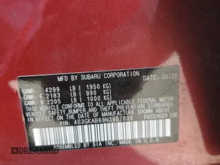2022 Subaru Impreza with VIN 4S3GKAB69N3607830, listed as a Copart auction lot 61261895 with 36,874 mi miles and Salvage title. Bid and sale history available at DreamBid. Image 12.