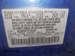 2015 Nissan Sentra S with VIN 3N1AB7AP1FY324823, listed as a IAAI auction lot 41523385 with 159,060 mi miles and . Bid and sale history available at DreamBid. Image 9.