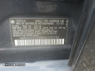 2006 BMW 3 Series 325xi with VIN WBAVD13506KV02136, listed as a Copart auction lot 51306015 with 191,868 mi miles and Salvage Title. Bid and sale history available at carsss.com. Image 12.