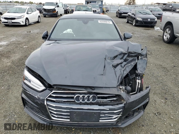 2018 Audi A5 Sportback Premium with VIN WAUDNCF51JA046873, listed as a Copart auction lot 43598815 with 43,297 mi miles and Salvage Title. Bid and sale history available at carsss.com. Image 5.
