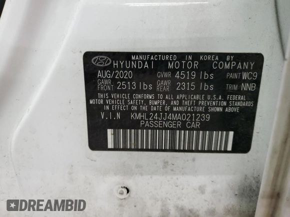 2021 Hyundai Sonata Hybrid Blue with VIN KMHL24JJ4MA021239, listed as a Copart auction lot 87680405 with 106,964 mi miles and Salvage Title. Bid and sale history available at carsss.com. Image 12.