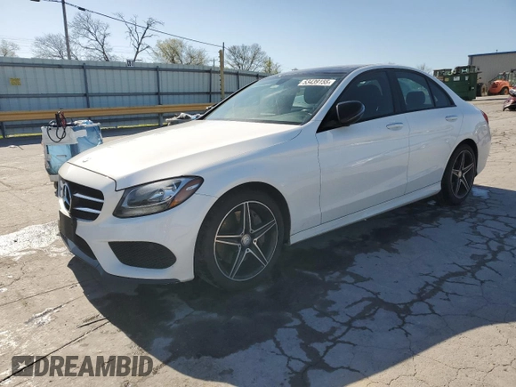 2017 Mercedes-Benz C 300 with VIN WDDWF4KB8HR214942, listed as a Copart auction lot 53439155 with 112,240 mi miles and Salvage Title. Bid and sale history available at carsss.com. Image 1.