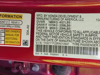 2024 Honda Accord LX z VIN 1HGCY1F23RA010647, wystawiony jako IAAI lot #42082178 z przebiegiem 26 514 mil mil oraz . Historia ofert i sprzedaży dostępna na DreamBid. Obrazek 9.