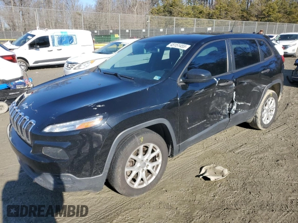 2017 Jeep Cherokee Sport with VIN 1C4PJLAB6HD231650, listed as a Copart auction lot 45151455 with 104,243 mi miles and Salvage Title. Bid and sale history available at carsss.com. Image 1.