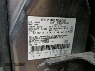 2013 Ford F-250 XL with VIN 1FT7W2BT2DEB17037, listed as a Copart auction lot 55034605 with 225,229 mi miles and Salvage title. Bid and sale history available at DreamBid. Image 12.
