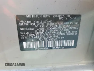 2016 Subaru Crosstrek Premium with VIN JF2GPABC9G8287827, listed as a Copart auction lot 52478235 with Not provided miles and Salvage title. Bid and sale history available at DreamBid. Image 12.