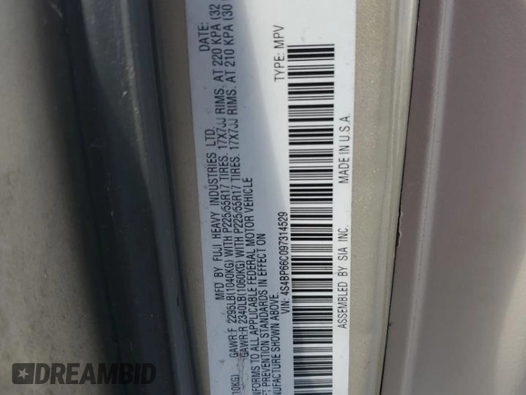 2009 Subaru Outback Limited z VIN 4S4BP66C097314529, wystawiony jako Copart lot #56094955 z przebiegiem Nie podano mil oraz Czysty tytuł • Clean title. Historia ofert i sprzedaży dostępna na DreamBid. Obrazek 14.