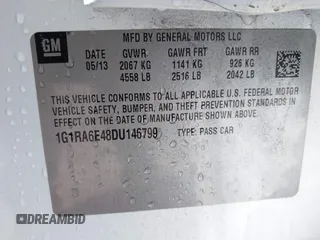 2013 Chevrolet Volt with VIN 1G1RA6E48DU146799, listed as a IAAI auction lot 42137122 with 121,649 mi miles and . Bid and sale history available at carsss.com. Image 9.