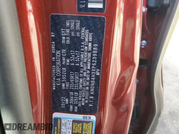 2023 Kia Carnival LX with VIN KNDNB4H3XP6239889, listed as a Copart auction lot 78244604 with 12,309 mi miles and Salvage Title. Bid and sale history available at carsss.com. Image 15.