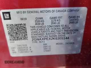 2019 Chevrolet Equinox Premier z VIN 2GNAXPEX2K6305144, wystawiony jako Copart lot #77768524 z przebiegiem 199 088 mil mil oraz Szkoda całkowita • Salvage title. Historia ofert i sprzedaży dostępna na DreamBid. Obrazek 13.
