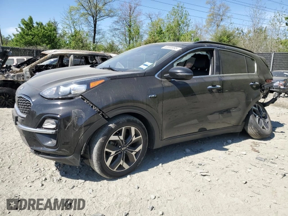2021 Kia Sportage EX with VIN KNDPNCAC9M7936755, listed as a Copart auction lot 53895995 with 38,386 mi miles and Salvage title. Bid and sale history available at DreamBid. Image 1.