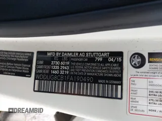 2015 Mercedes-Benz S 550 with VIN WDDUG8CB1FA190490, listed as a IAAI auction lot 42022684 with 68,930 mi miles and . Bid and sale history available at DreamBid. Image 9.