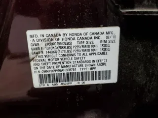 2010 Acura MDX Technology Pkg with VIN 2HNYD2H66AH508797, listed as a Copart auction lot 52759875 with 183,256 mi miles and Salvage Title. Bid and sale history available at carsss.com. Image 14.