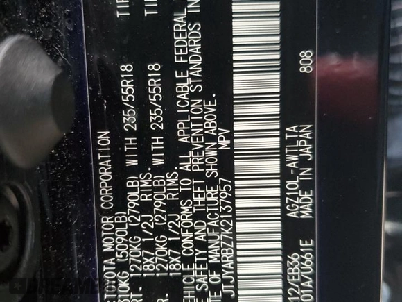 2019 Lexus NX 300 z VIN JTJYARBZ7K2137957, wystawiony jako Copart lot #81478004 z przebiegiem 60 973 mil mil oraz Szkoda całkowita • Salvage title. Historia ofert i sprzedaży dostępna na DreamBid. Obrazek 12.