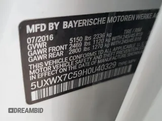 2017 BMW X3 xDrive35i with VIN 5UXWX7C59H0U40329, listed as a Copart auction lot 49296225 with 75,584 mi miles and Salvage Title. Bid and sale history available at DreamBid. Image 13.