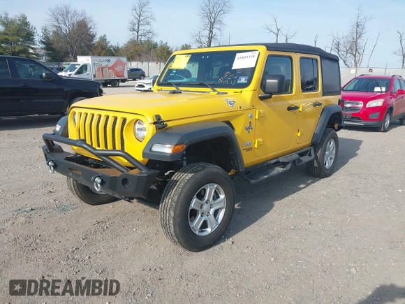 2019 Jeep Wrangler Unlimited Sport S with VIN 1C4HJXDG4KW579364, listed as a IAAI auction lot 41809318 with 22,370 mi miles and . Bid and sale history available at DreamBid. Image 2.