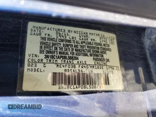 2011 Nissan Versa 1.8 S with VIN 3N1BC1AP0BL508284, listed as a Copart auction lot 50374325 with 191,879 mi miles and Salvage Title. Bid and sale history available at carsss.com. Image 13.