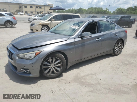 2014 Infiniti Q50 with VIN JN1BV7AP4EM686822, listed as a Copart auction lot 56568735 with 96,133 mi miles and Salvage title. Bid and sale history available at DreamBid. Image 1.