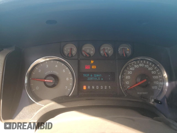 2010 Ford F-150 XL with VIN 1FTEW1C82AFD04120, listed as a Copart auction lot 48870955 with 209,719 mi miles and Salvage Title. Bid and sale history available at carsss.com. Image 9.