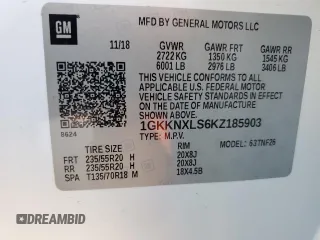 2019 GMC Acadia Denali with VIN 1GKKNXLS6KZ185903, listed as a Copart auction lot 54193765 with 82,387 mi miles and Salvage Title. Bid and sale history available at carsss.com. Image 13.