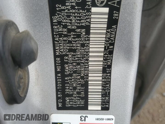 2012 Toyota Corolla L with VIN 2T1BU4EE3CC862812, listed as a Copart auction lot 48510575 with 101,343 mi miles and Salvage Title. Bid and sale history available at carsss.com. Image 13.