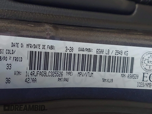 2020 Jeep Grand Cherokee Laredo z VIN 1C4RJFAG9LC325526, wystawiony jako IAAI lot #42609824 z przebiegiem 44 457 mil mil oraz . Historia ofert i sprzedaży dostępna na DreamBid. Obrazek 9.