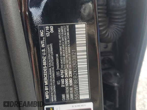 2019 Mercedes-Benz C 300 with VIN 55SWF8EB2KU303821, listed as a Copart auction lot 63226775 with 74,256 mi miles and Clean title. Bid and sale history available at DreamBid. Image 12.
