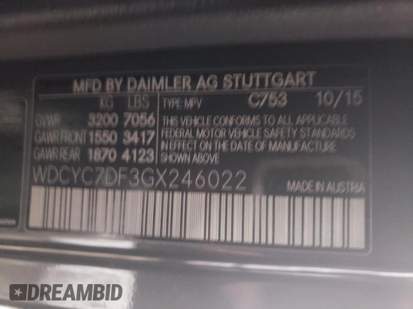 2016 Mercedes-Benz G-Class AMG G 63 with VIN WDCYC7DF3GX246022, listed as a Copart auction lot 83347694 with 0 mi miles and Salvage Title. Bid and sale history available at carsss.com. Image 13.