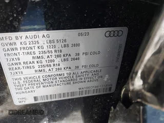 2023 Audi Q3 S line Premium with VIN WA1DECF34P1143148, listed as a IAAI auction lot 41566031 with 10,708 mi miles and . Bid and sale history available at DreamBid. Image 9.