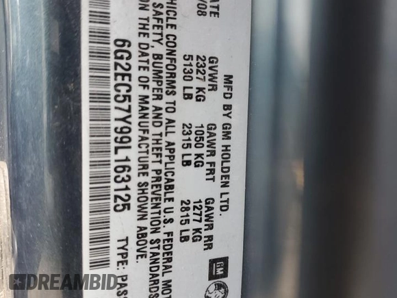 2009 Pontiac G8 GT with VIN 6G2EC57Y99L163125, listed as a Copart auction lot 74357824 with 101,261 mi miles and Salvage Title. Bid and sale history available at carsss.com. Image 12.
