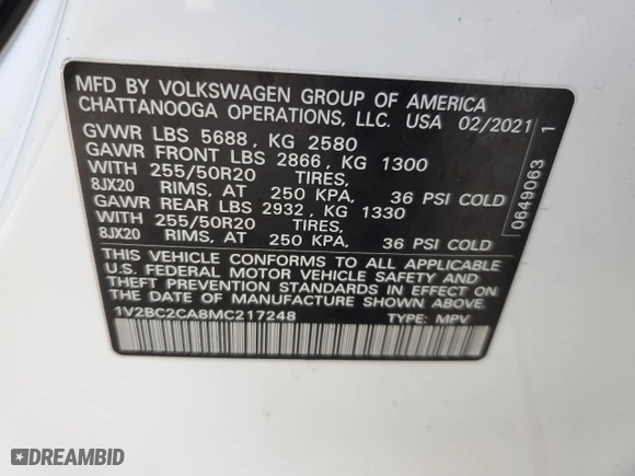 2021 Volkswagen Atlas Cross Sport 2.0T SEL with VIN 1V2BC2CA8MC217248, listed as a Copart auction lot 73430024 with 88,314 mi miles and Salvage Title. Bid and sale history available at carsss.com. Image 13.