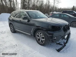 2023 BMW X3 xDrive30i with VIN 5UX53DP02P9R33347, listed as a Copart auction lot 43952675 with 34,840 mi miles and Salvage Title. Bid and sale history available at carsss.com. Image 4.