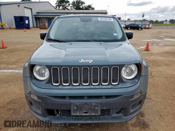 2017 Jeep Renegade Sport with VIN ZACCJAAB3HPG17236, listed as a Copart auction lot 60758135 with 123,000 mi miles and Salvage title. Bid and sale history available at DreamBid. Image 5.