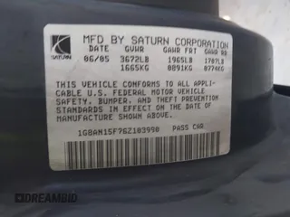 2006 Saturn ION z VIN 1G8AN15F76Z103990, wystawiony jako IAAI lot #42292938 z przebiegiem 311 601 mil mil oraz . Historia ofert i sprzedaży dostępna na DreamBid. Obrazek 9.